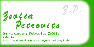 zsofia petrovits business card